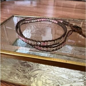 Double wrap beaded leather bracelet‎ EUC